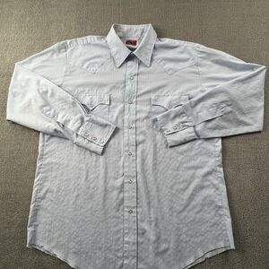 Vintage Chute 1 Shirt Adult 2XL XXL Blue Button Up Pearl Snap Western Casual Men